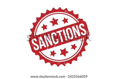 Sanctions Stamp. Red Sanctions Rubber grunge Stamp
