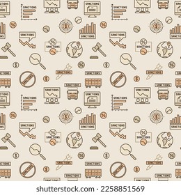 Sanctions vector colored seamless pattern. Financial and Commercial Penalties concept creative background 