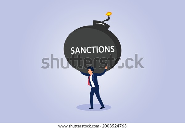 Sanctions Vector Concept Businessman Carrying Big Stock Vector (Royalty ...