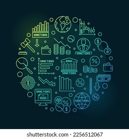 Sanctions vector outline colored banner - Financial Penalties concept creative illustration