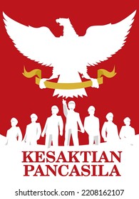 Sanctity of Indonesian Ideology  called pancasila suitable for indonesian patriotism themed illustration with red and white color