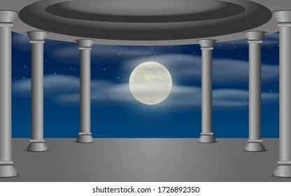 the sanctuary with clouds in full moon night