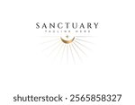 Sanctuary Logo Golden Crescent Moon and Star Radiating Serenity and Luxury