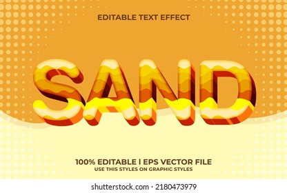sand 3d text effect with wave color theme. yellow typography template for minimalist tittle