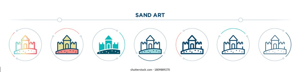 icono de arte de arena diseñado en degradado, relleno, de dos colores, línea delgada y estilo de contorno. ilustración vectorial de iconos vectores de arte de arena. se puede usar para móviles, ui, web
