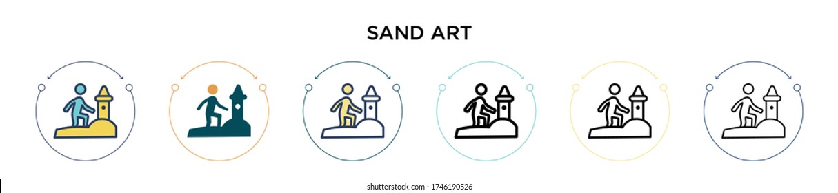 Sand art icon in filled, thin line, outline and stroke style. Vector illustration of two colored and black sand art vector icons designs can be used for mobile, ui, web