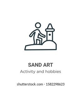 Sand art outline vector icon. Thin line black sand art icon, flat vector simple element illustration from editable activity and hobbies concept isolated on white background