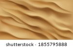 Sand background top view, desert or beach texture with golden sandy waves or dunes. Ocean or sea bottom, grainy abstract wallpaper or backdrop, nature, coastline. Realistic 3d vector illustration