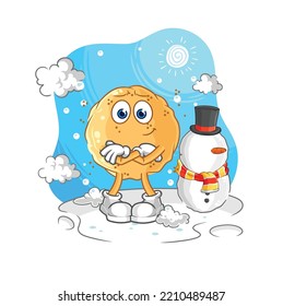 the sand ball in cold winter character. cartoon mascot vector