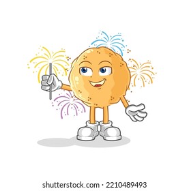 the sand ball with fireworks mascot. cartoon vector