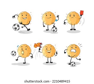 the sand ball football group character. cartoon mascot vector