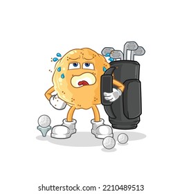 the sand ball with golf equipment. cartoon mascot vector