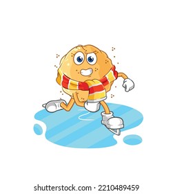 The Sand Ball Ice Skiing Cartoon. Character Mascot Vector