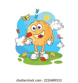 the sand ball pick flowers in spring. character vector