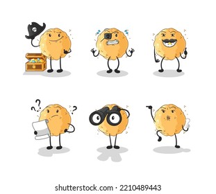 the sand ball Pirate group character. cartoon mascot vector