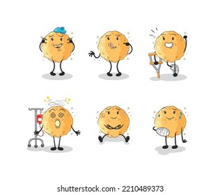 the sand ball sick group character. cartoon mascot vector