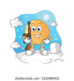 the sand ball soldier in winter. character mascot vector