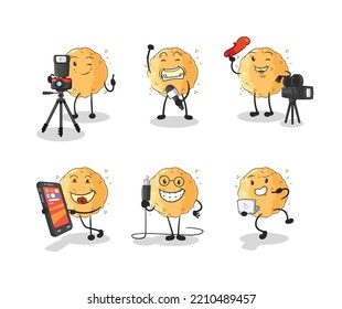 el personaje del grupo de tecnología de la bola de arena. vector de mascota de dibujos animados