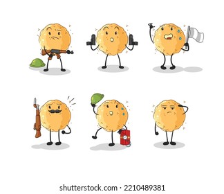 el personaje de las tropas de la bola de arena. vector de mascota de dibujos animados