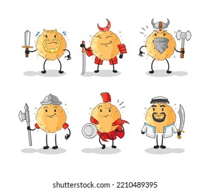 the sand ball warrior group character. cartoon mascot vector