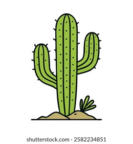 Sand base cactus drawing isolated vector