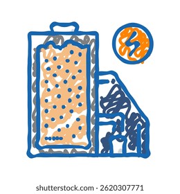 Baterías de arena Tecnología futura Vector de dibujo de icono de doodle. Baterías de arena Signo de tecnología futura. Ilustración de símbolo aislado