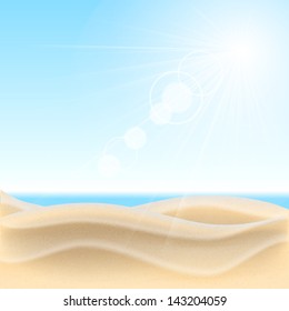 Sand beach background. Vector illustration.