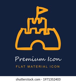Sand Beach Castle premium material ui ux isolated vector icon in navy blue and orange colors