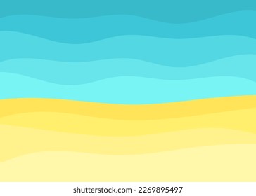 Sand beach and sea waves background. Vector illustration,