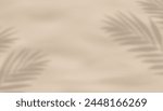 Sand beach texture background with palm leaves shadow,Coconut leaf Shadow on Brown Sandy Beach,Vector top view Sand Surface,Backdrop background Wide Horizon Desert dune for Summer Product Presentation