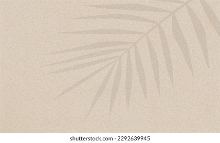 Sand Beach Texture Background with Palm Leaf and Shadow,Vector illustration Flat Lay Top View Tropical Summer beach,Coconut leaves on brown sandy with copy space,Holiday Summer backdrop background