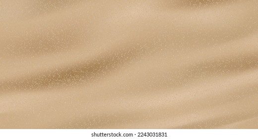 Sand beach texture background.Horizon Coastal beach waves for Summer vacation on seaside.Tropical seashore landscape.Desert surface,Vector 3d Brown sandy dune for Summer banner.Top view Ocean, River