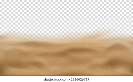 Sand beach texture with soft waves isolated on transparency background.3d Vector Horizon Top view yellow desert sand dune or sea sand,Summer Background for Sale Banner,Template,Seasonal discount 