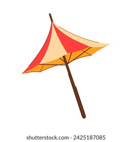 sand beach umbrella cartoon. sunshade object, relax travel, tropical sky sand beach umbrella sign. isolated symbol vector illustration