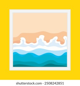 Ilustración vectorial de playa de arena. pintura de olas y arena