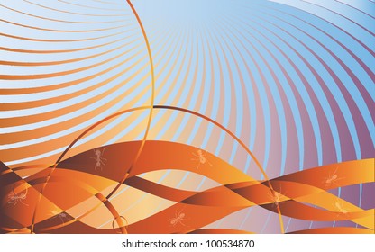 Sand blue background with ants