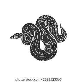 Icono De Sand Boa Snake Ilustración De Silhouette. Dibujo gráfico de dibujos animados del desierto Animales del desierto Símbolo Clip Art. Dibujo Doodle Signo negro.