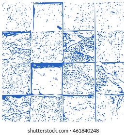 Sand brick square block wall texture with blue outline for print on card fabric paper and book cover