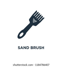 Sand Brush icon. Black filled vector illustration. Sand Brush symbol on white background. Can be used in web and mobile.