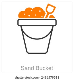 Sand Bucket and beach icon concept