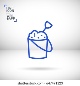 Sand bucket childhood line vector icon