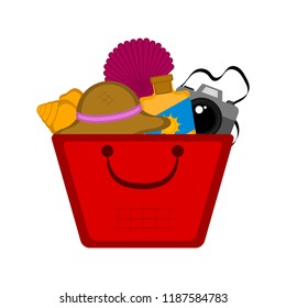 Sand bucket with different summer objects