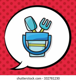 sand bucket doodle, speech bubble