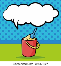 sand bucket doodle, speech bubble