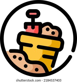 Sand Bucket Filled Outline vector design and illustration template