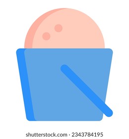 Sand bucket in flat icon. Beach, holidays, vacations