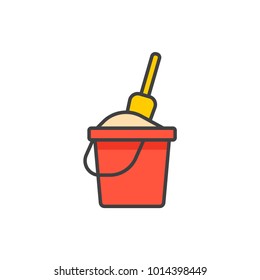 Sand Bucket Flat Line Colored Icon.