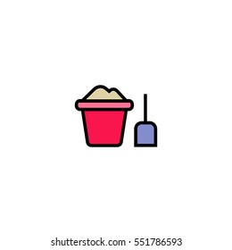 Sand bucket flat line icon