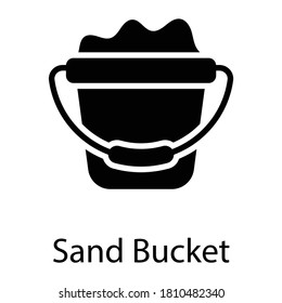 Sand-Eimer-Glyph-Symbol, glypisches Vektordesign