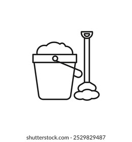 sand bucket icon flat line symbol set.
